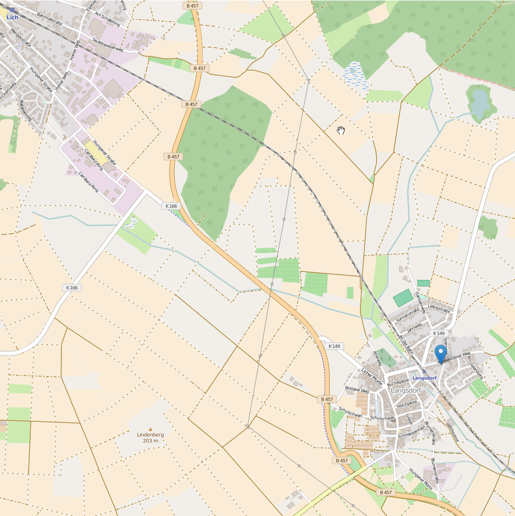 Link öffnet openstreetmap.org mit der Übersicht Anfahrt Lich-Langsdorf Link öffnet openstreetmap.org mit der Übersicht Anfahrt Lich-Langsdorf